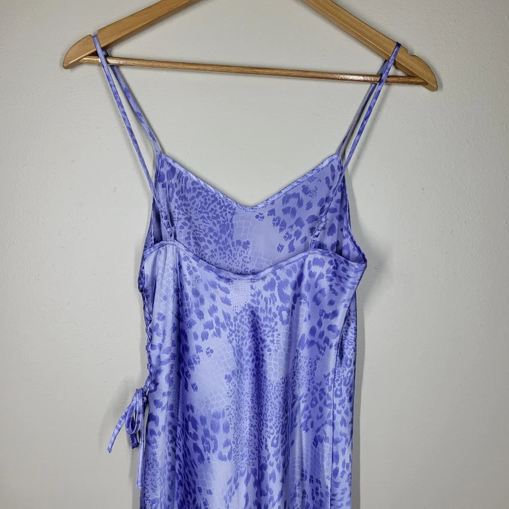 Vintage Y2K Secret Treasures Purple Leopard Snake Print Midi Slip Dress Small - Picture 6 of 11